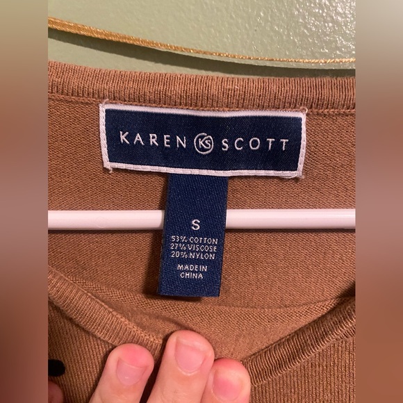 Karen Scott Brown Polka Dot Blouse - Picture 2 of 3